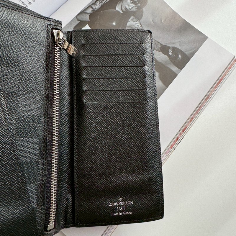 ✨98成新 LV 黑棋盤格對開長夾-6