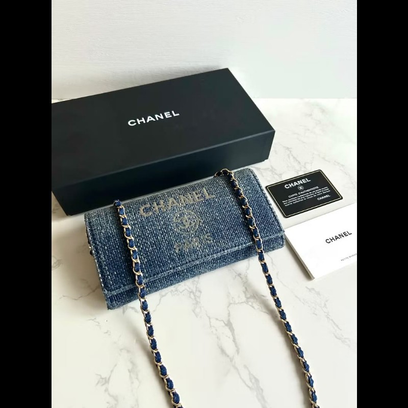 【LA LUNE】絕版古董包 Chanel牛仔藍WOC 側背包 斜背包 中古包 二手包 長夾-0