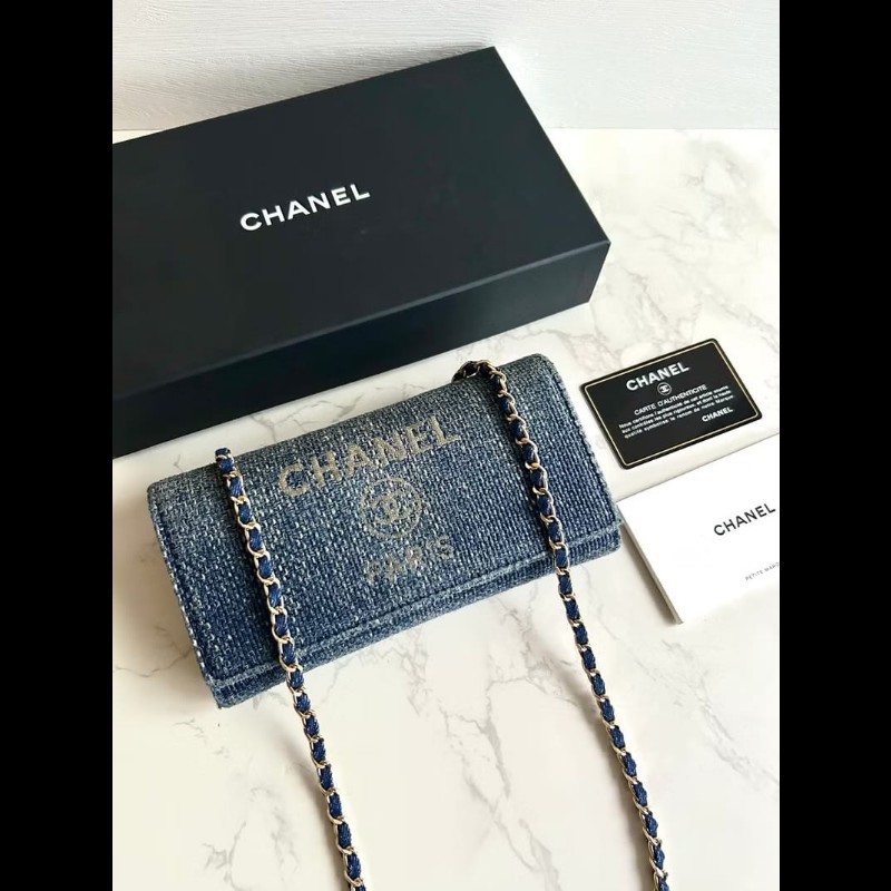 【LA LUNE】絕版古董包 Chanel牛仔藍WOC 側背包 斜背包 中古包 二手包 長夾-1