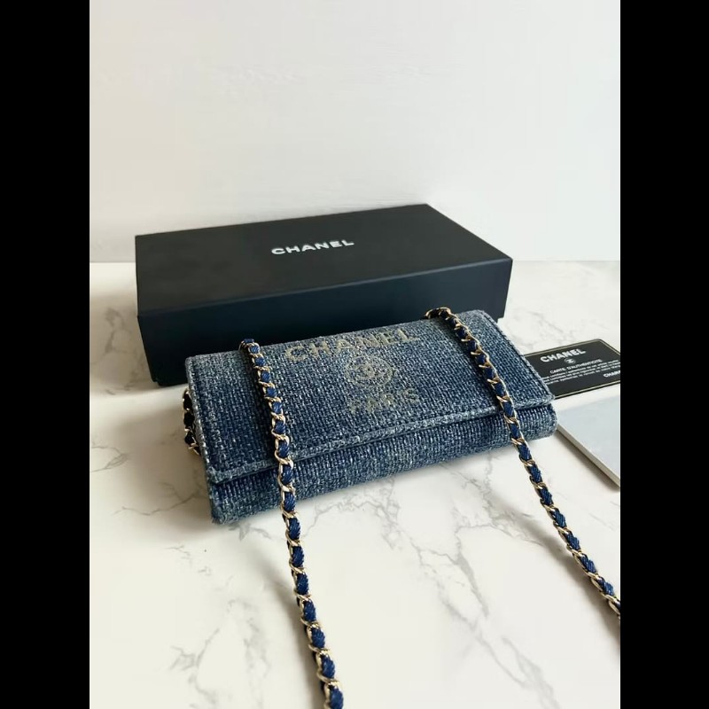 【LA LUNE】絕版古董包 Chanel牛仔藍WOC 側背包 斜背包 中古包 二手包 長夾-2