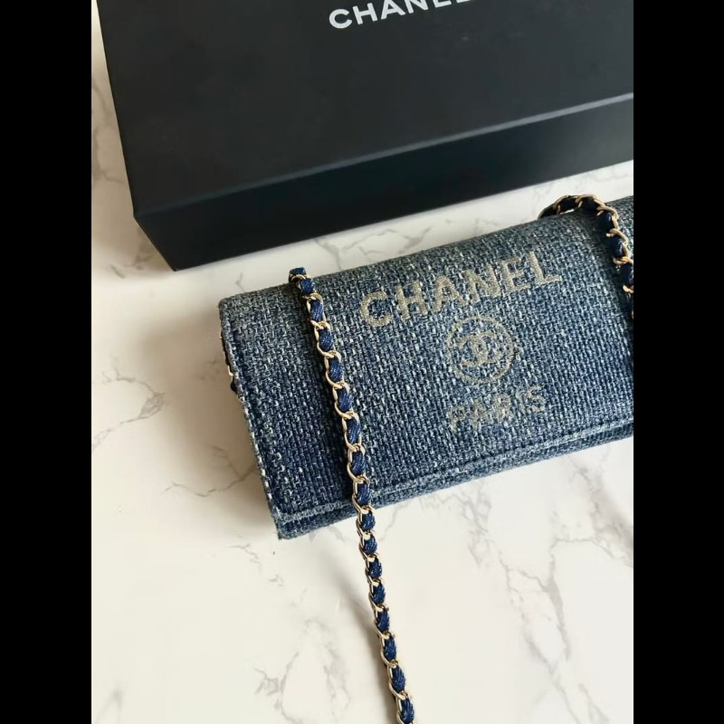 【LA LUNE】絕版古董包 Chanel牛仔藍WOC 側背包 斜背包 中古包 二手包 長夾-3