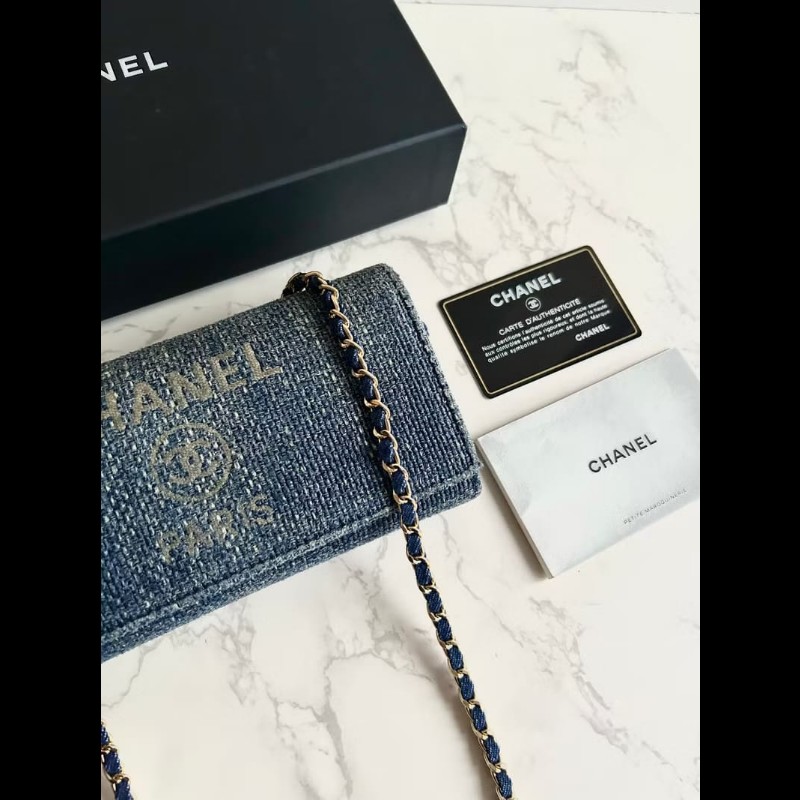 【LA LUNE】絕版古董包 Chanel牛仔藍WOC 側背包 斜背包 中古包 二手包 長夾-4