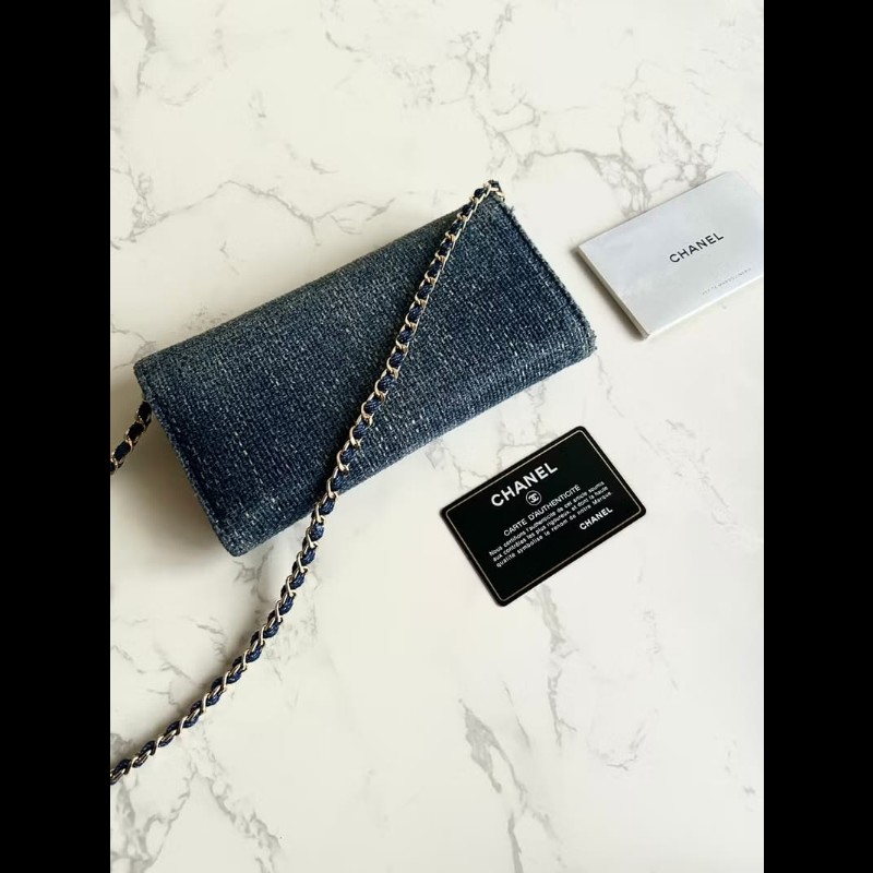 【LA LUNE】絕版古董包 Chanel牛仔藍WOC 側背包 斜背包 中古包 二手包 長夾-5
