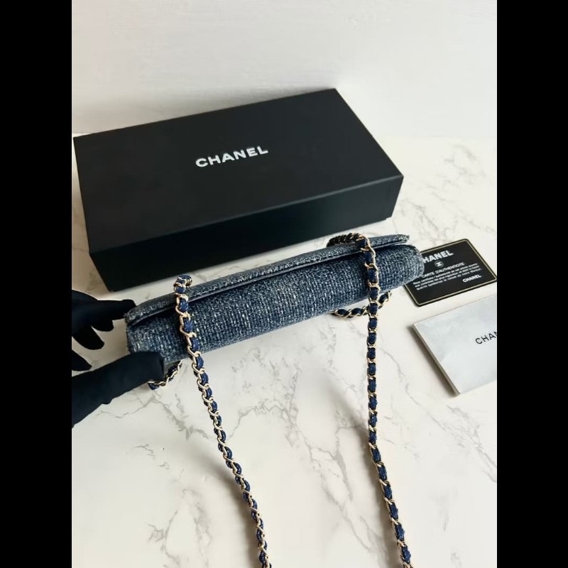【LA LUNE】絕版古董包 Chanel牛仔藍WOC 側背包 斜背包 中古包 二手包 長夾-6