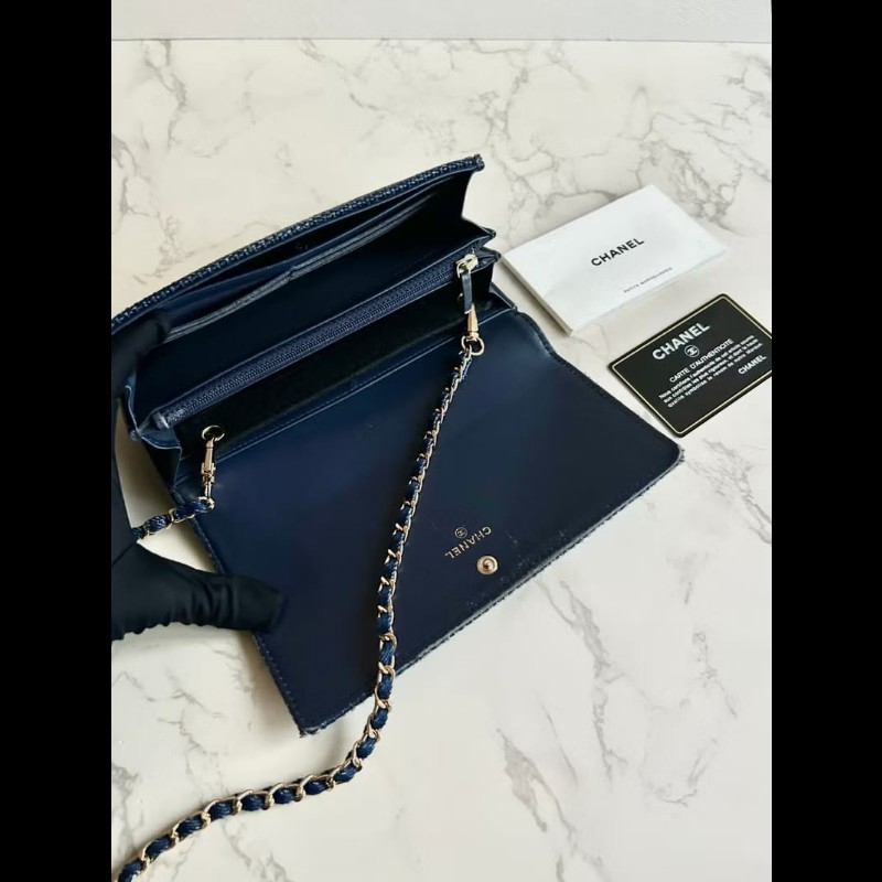 【LA LUNE】絕版古董包 Chanel牛仔藍WOC 側背包 斜背包 中古包 二手包 長夾-8