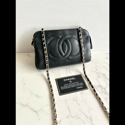 【LA LUNE】中古包 Chanel黑色小羊皮革斜背包 單肩包 側背包 二手包 古董包