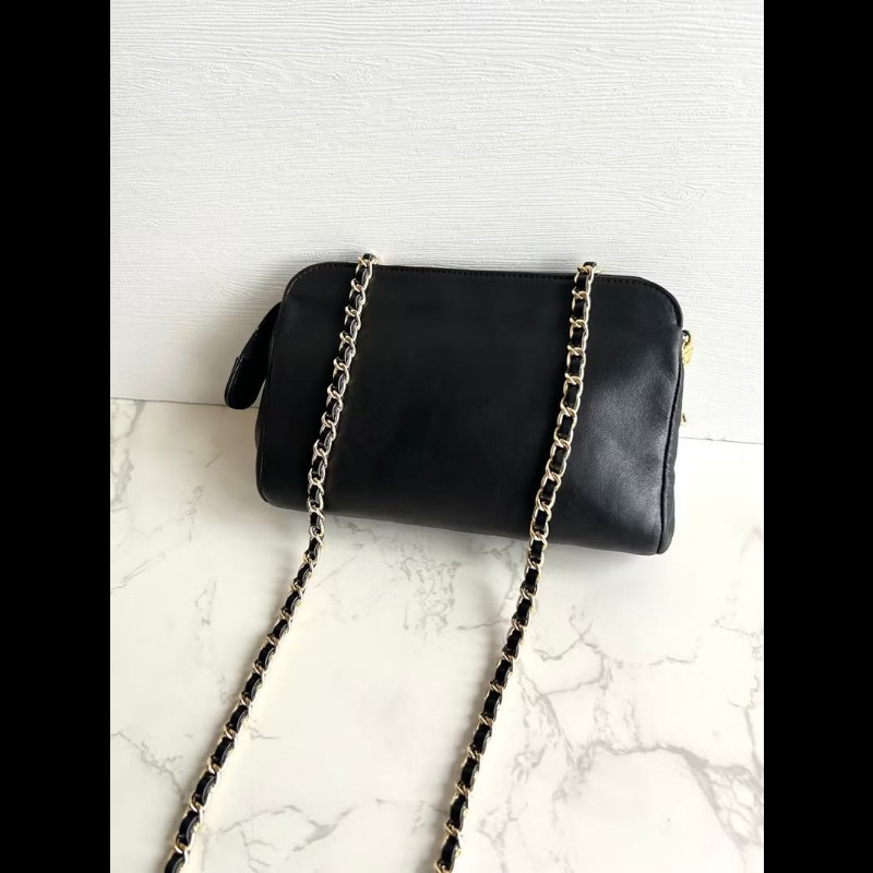 【LA LUNE】中古包 Chanel黑色小羊皮革斜背包 單肩包 側背包 二手包 古董包-3