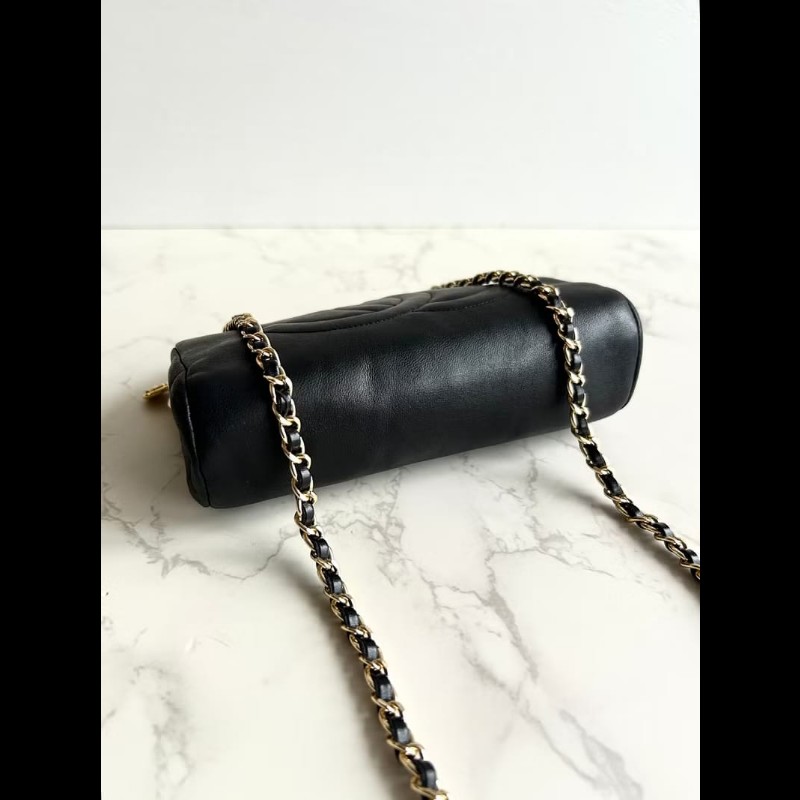 【LA LUNE】中古包 Chanel黑色小羊皮革斜背包 單肩包 側背包 二手包 古董包-6