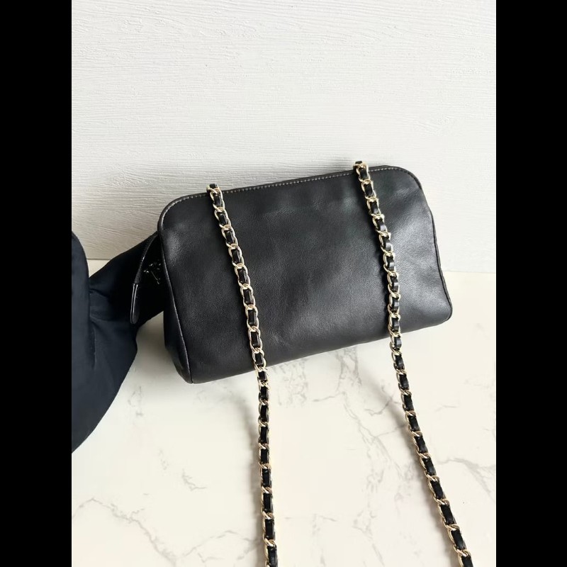 【LA LUNE】中古包 Chanel黑色小羊皮革斜背包 單肩包 側背包 二手包 古董包-7