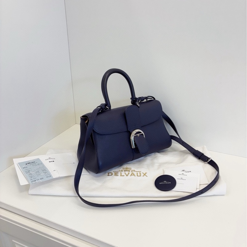 ✨Delvaux 德爾沃 99新 橫版 brilliant East west 深藍銀扣💙-2