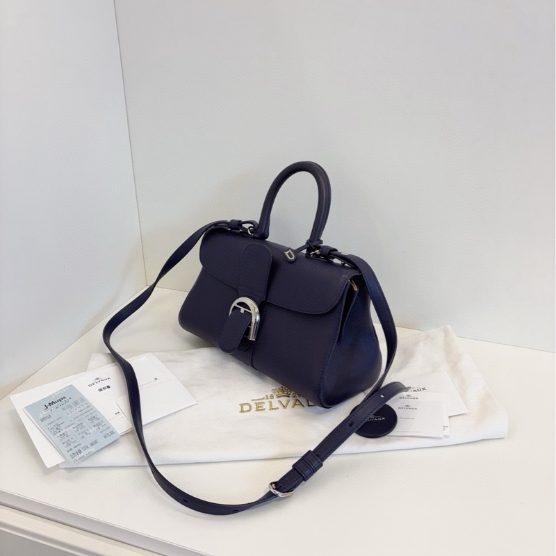 ✨Delvaux 德爾沃 99新 橫版 brilliant East west 深藍銀扣💙-3