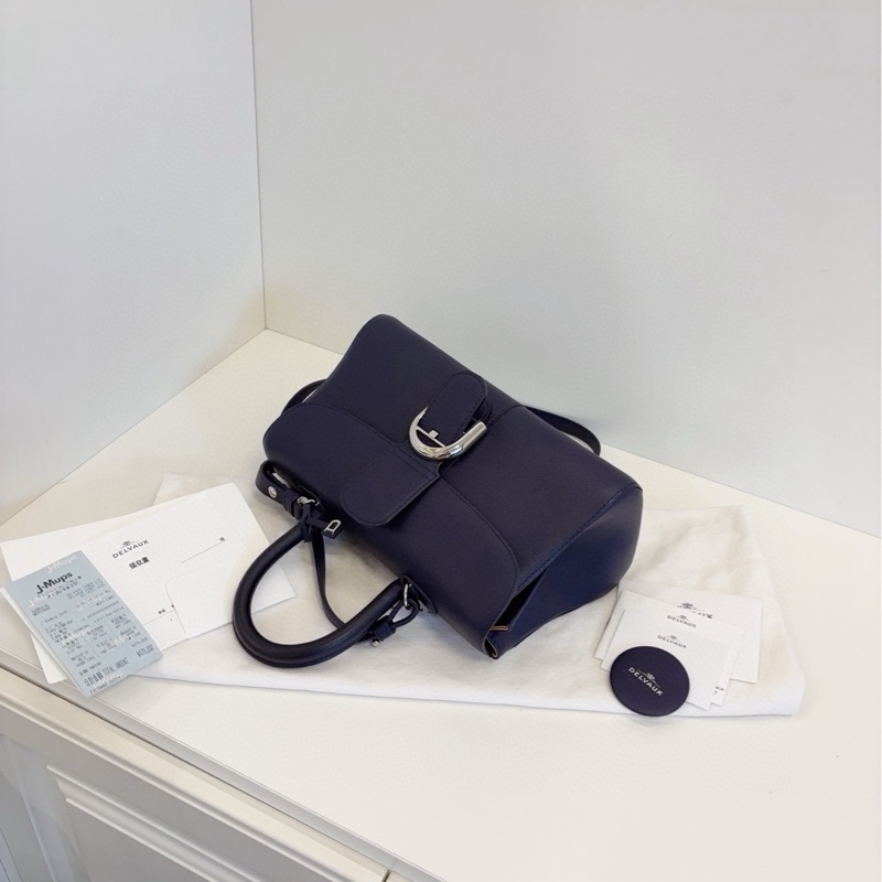 ✨Delvaux 德爾沃 99新 橫版 brilliant East west 深藍銀扣💙-5