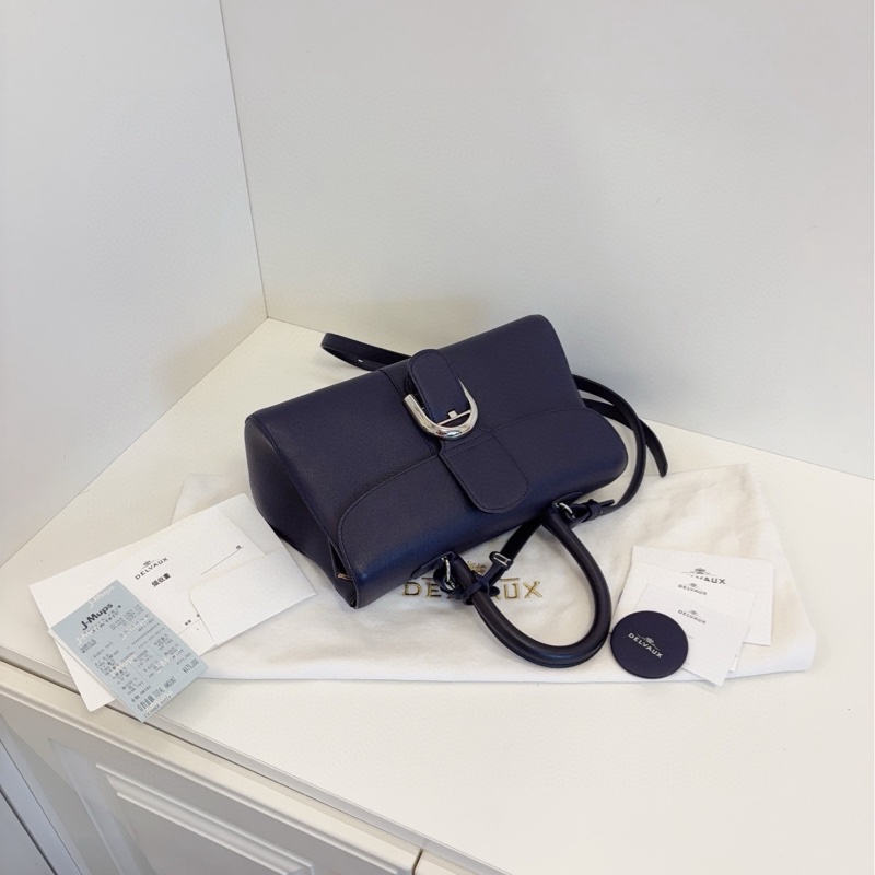 ✨Delvaux 德爾沃 99新 橫版 brilliant East west 深藍銀扣💙-6