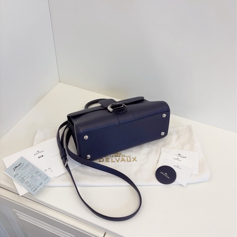 ✨Delvaux 德爾沃 99新 橫版 brilliant East west 深藍銀扣💙-7