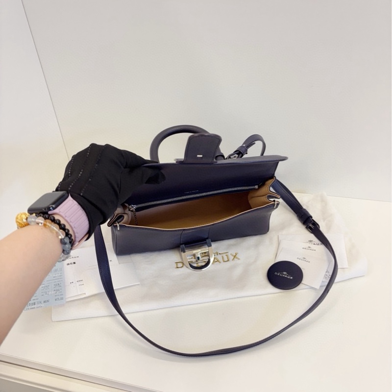 ✨Delvaux 德爾沃 99新 橫版 brilliant East west 深藍銀扣💙-8