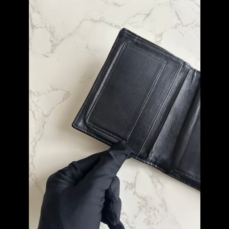 【LA LUNE】中古Chanel黑金色羊皮皮革中夾 皮夾 錢包 短夾 二手包 小包 古董-8