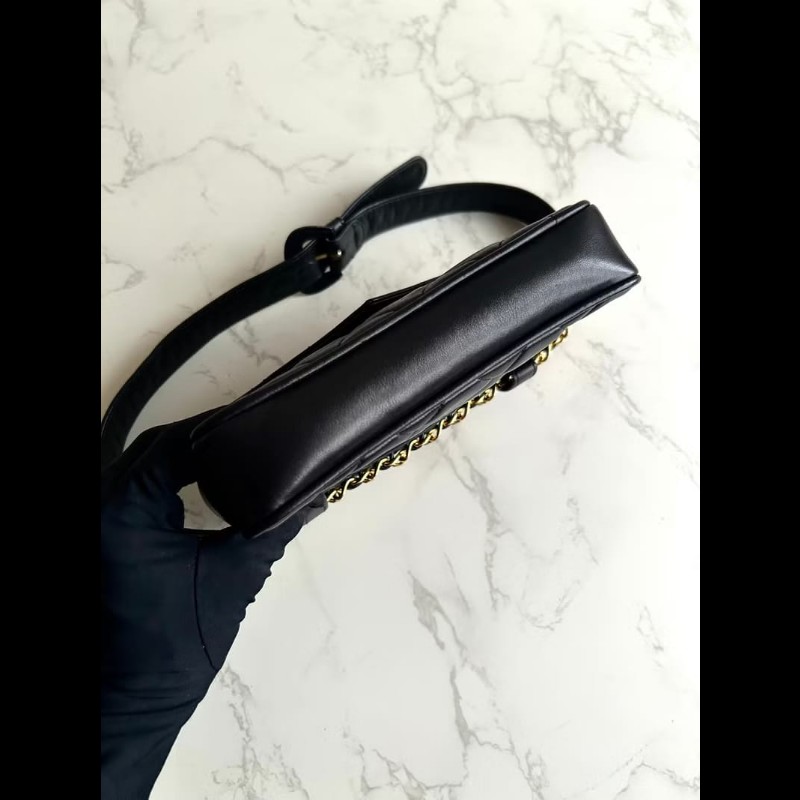 【LA LUNE】中古二手包 Chanel黑色金扣單肩包 腰帶包 古董包 側背包 小包-5