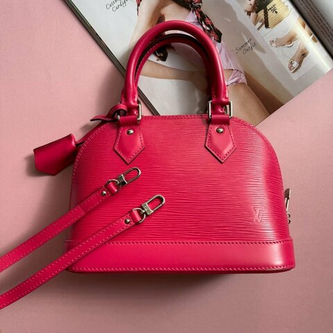 ✨超可愛 LV 桃紅色Alma斜背手提貝殼包
