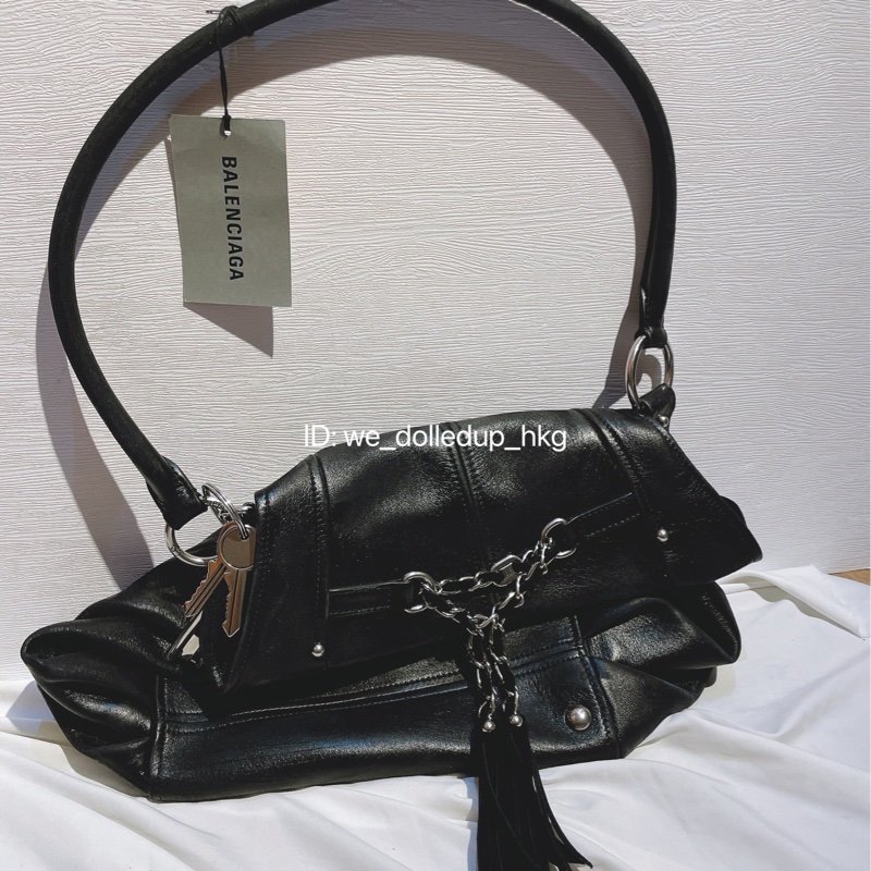 BALENCIAGA Broken Bag chain knot clutch 黑色做舊-0