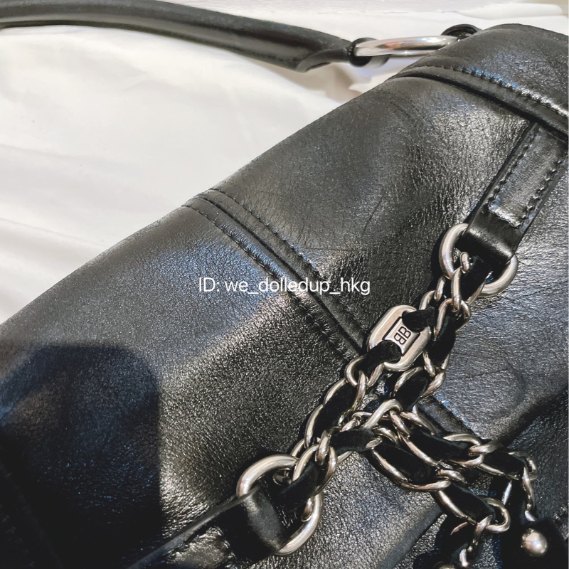 BALENCIAGA Broken Bag chain knot clutch 黑色做舊-13