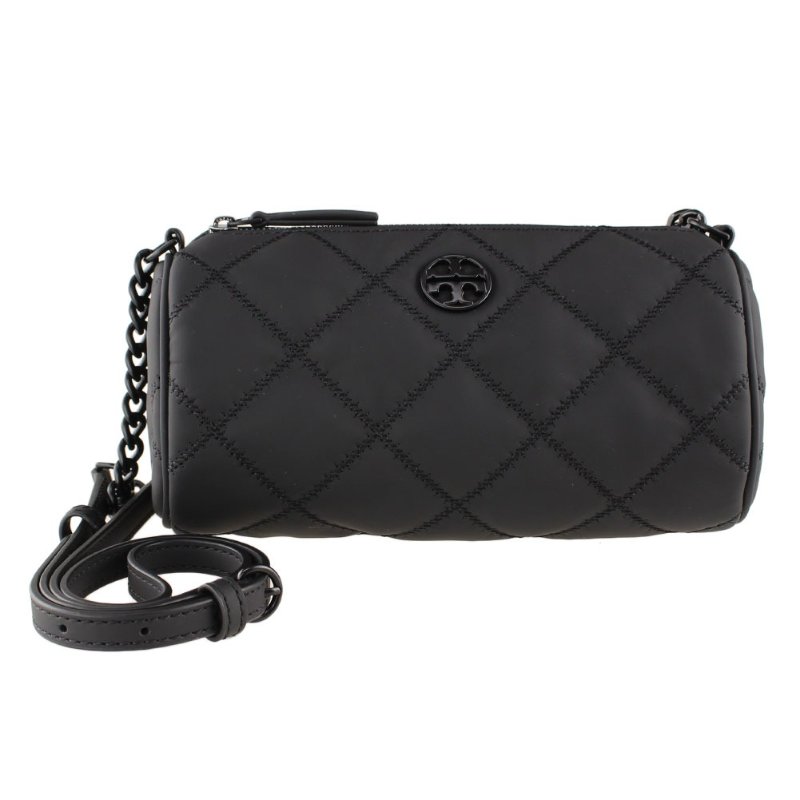 【TORY BURCH】菱格圓筒肩背包-黑色-1