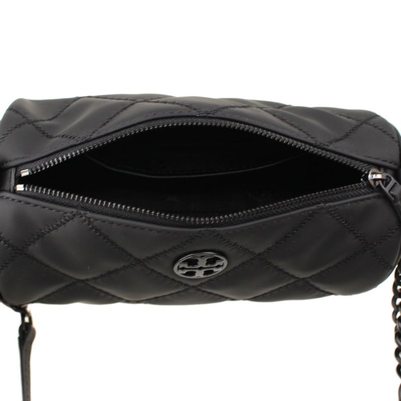 【TORY BURCH】菱格圓筒肩背包-黑色-2