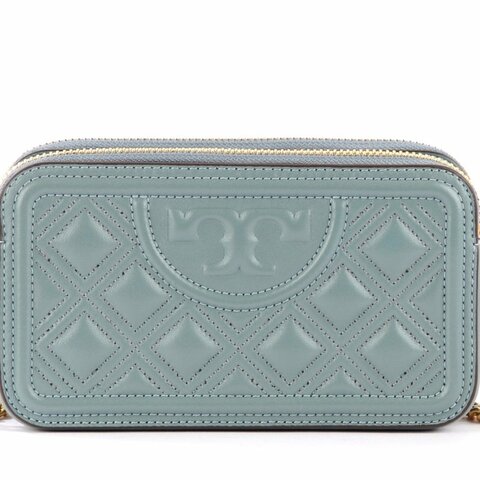 【TORY BURCH】雙拉鍊相機包-水藍色