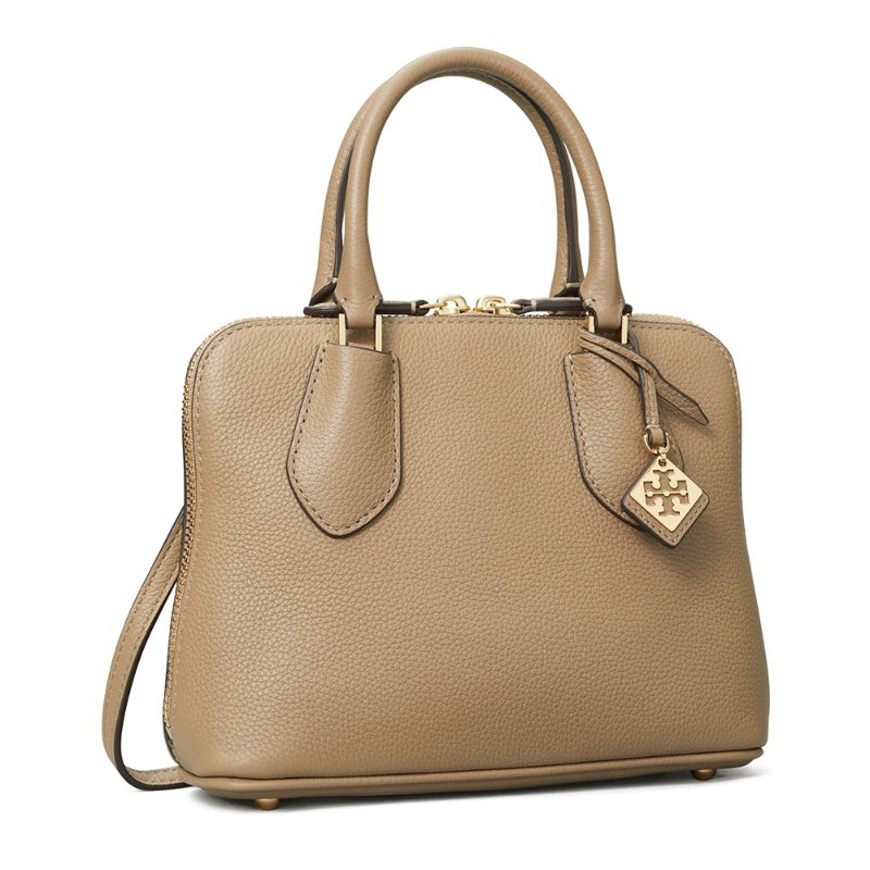 【TORY BURCH】漆皮素面兩用水桶包-灰褐色-2