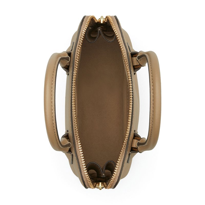 【TORY BURCH】漆皮素面兩用水桶包-灰褐色-3