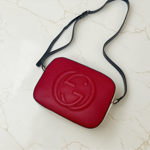 莉亞精品♡Gucci 434567 白紅 拼色相機包 二手