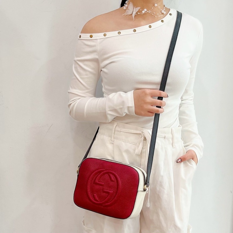 莉亞精品♡Gucci 434567 白紅 拼色相機包 二手-1