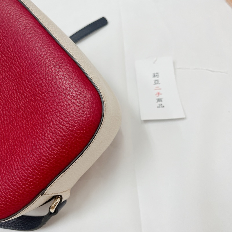 莉亞精品♡Gucci 434567 白紅 拼色相機包 二手-5