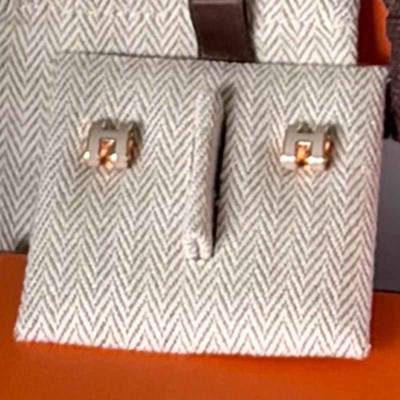 Hermes mini pop H 奶茶玫瑰金耳環-4