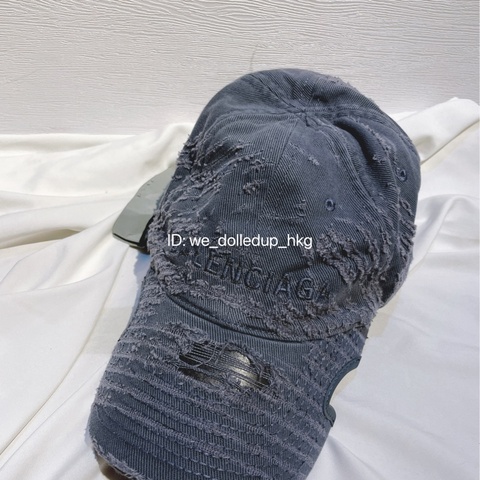 BALENCIAGA 藍色 做舊 車線 帽子 59cm L size