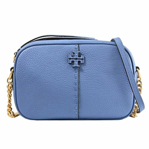 【TORY BURCH】荔枝皮革相機包-水藍色
