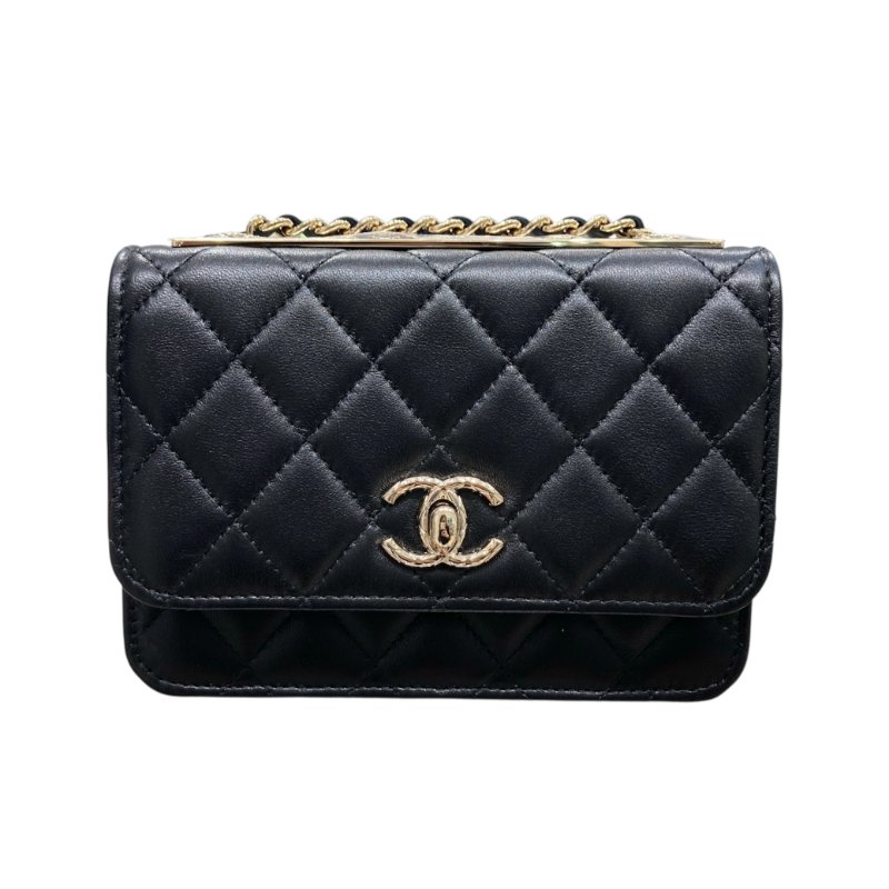 CHANEL 香奈兒 AP1762 TRENDY WALLET ON CHAIN MINI 迷你斜背翻蓋包 羊皮 黑色 淺金色-1