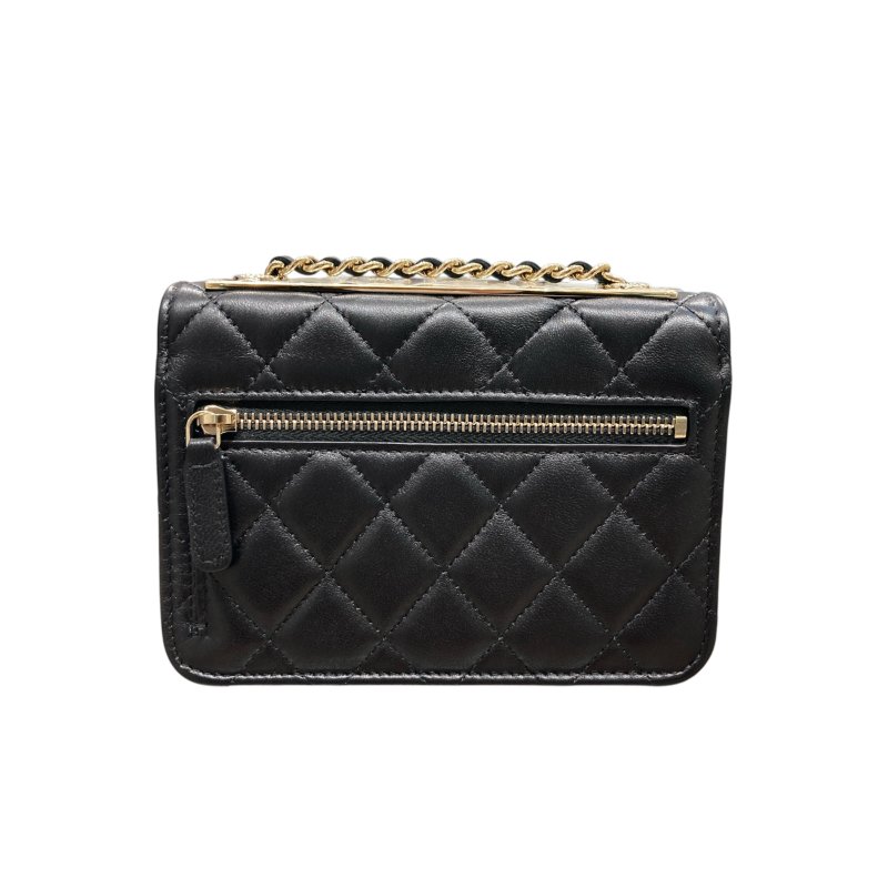 CHANEL 香奈兒 AP1762 TRENDY WALLET ON CHAIN MINI 迷你斜背翻蓋包 羊皮 黑色 淺金色-2