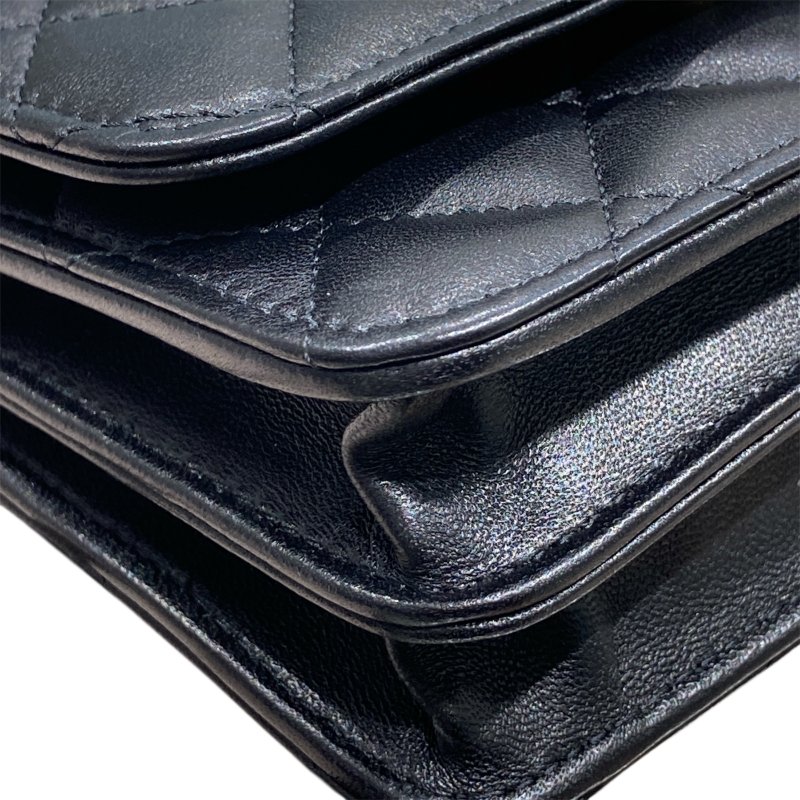 CHANEL 香奈兒 AP1762 TRENDY WALLET ON CHAIN MINI 迷你斜背翻蓋包 羊皮 黑色 淺金色-7