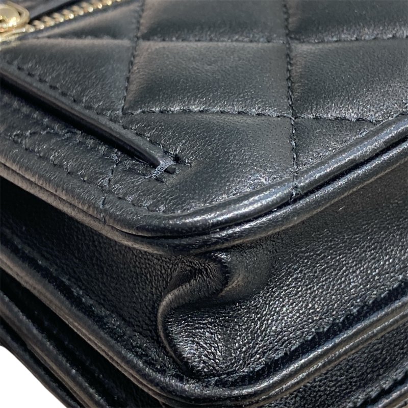 CHANEL 香奈兒 AP1762 TRENDY WALLET ON CHAIN MINI 迷你斜背翻蓋包 羊皮 黑色 淺金色-9