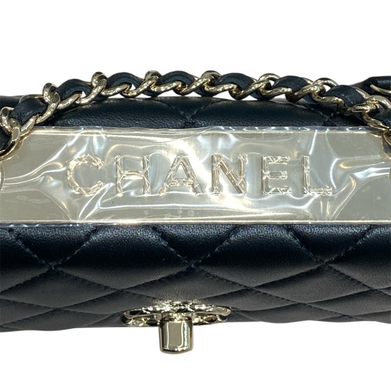 CHANEL 香奈兒 AP1762 TRENDY WALLET ON CHAIN MINI 迷你斜背翻蓋包 羊皮 黑色 淺金色-13