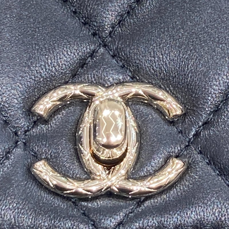 CHANEL 香奈兒 AP1762 TRENDY WALLET ON CHAIN MINI 迷你斜背翻蓋包 羊皮 黑色 淺金色-14