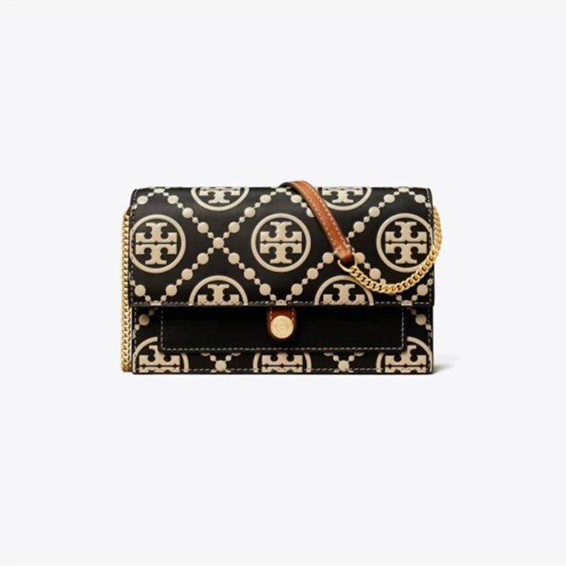 【TORY BURCH】WOC 絎逢飾邊斜背包-黑色-0