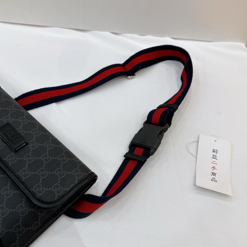 莉亞精品♡ Gucci 598113 黑老花胸包 二手-14