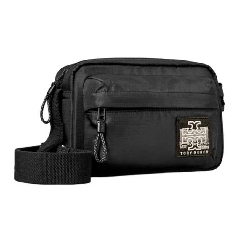 【TORY BURCH】尼龍刺繡相機包-黑色-1