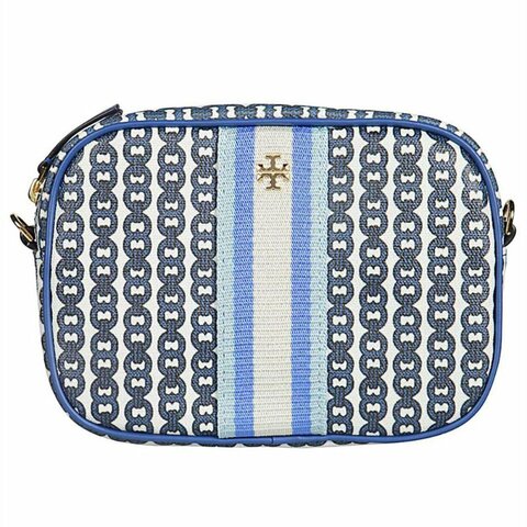 【TORY BURCH】復古印花尼龍斜背包-淺藍色
