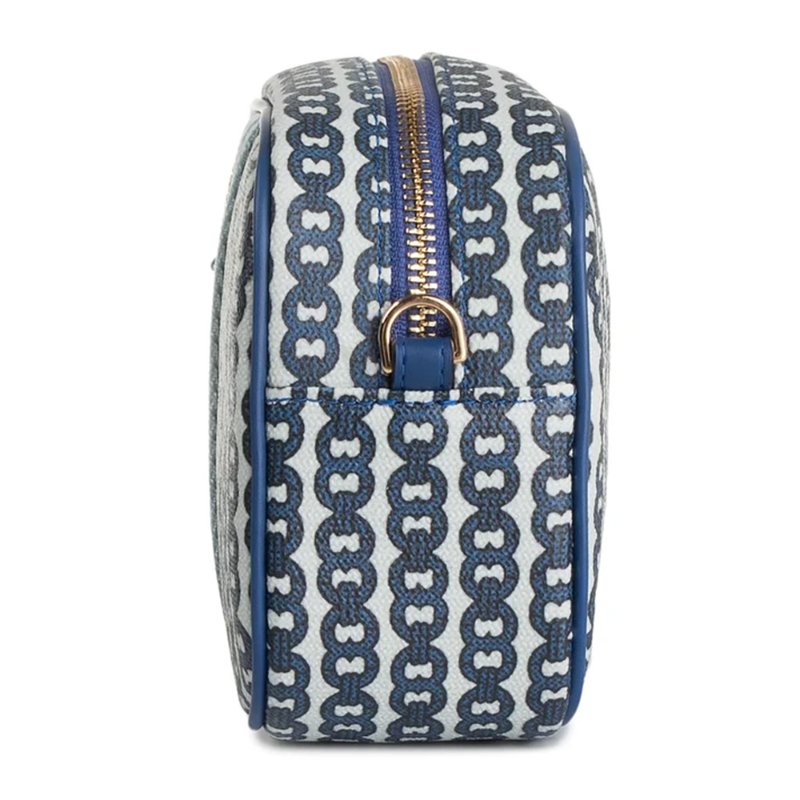 【TORY BURCH】復古印花尼龍斜背包-淺藍色-1