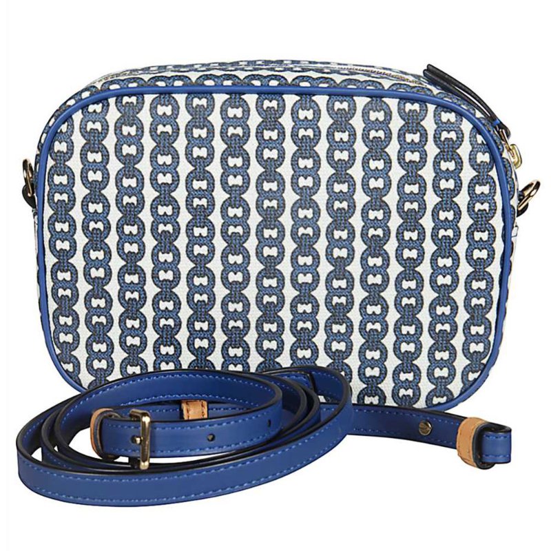 【TORY BURCH】復古印花尼龍斜背包-淺藍色-2