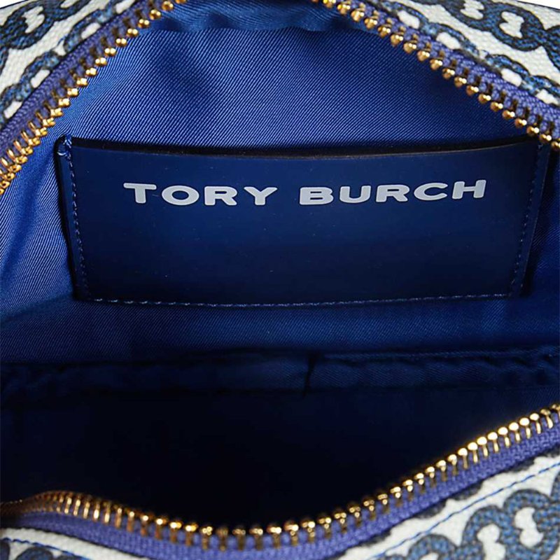 【TORY BURCH】復古印花尼龍斜背包-淺藍色-3