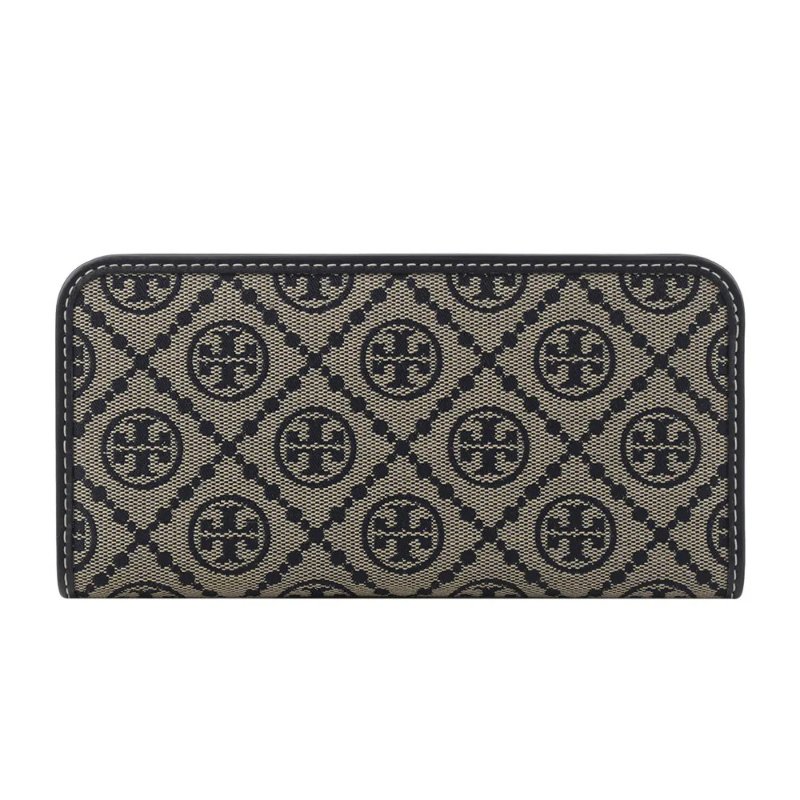 【TORY BURCH】緹花釦式對開長夾-深藍色-4