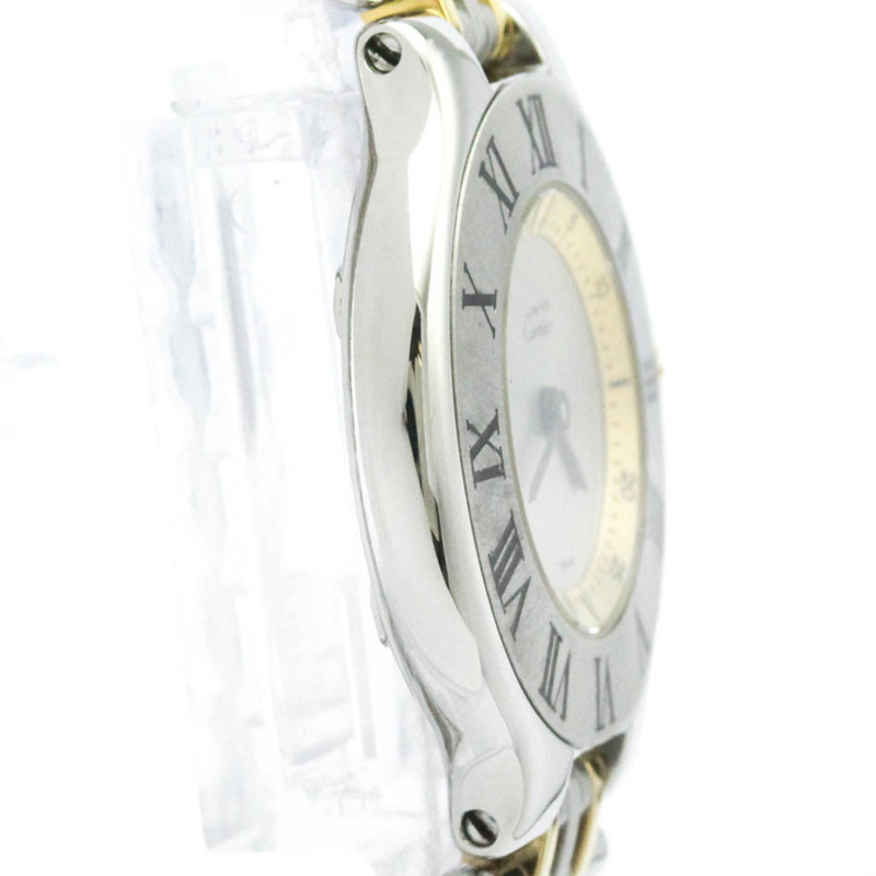 卡地亞 Must 21 鍍金精鋼石英女士腕錶 W10075F4 拋光-7